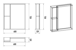 Зеркальный шкаф Misty Кедр 60см левый чёрный/орех